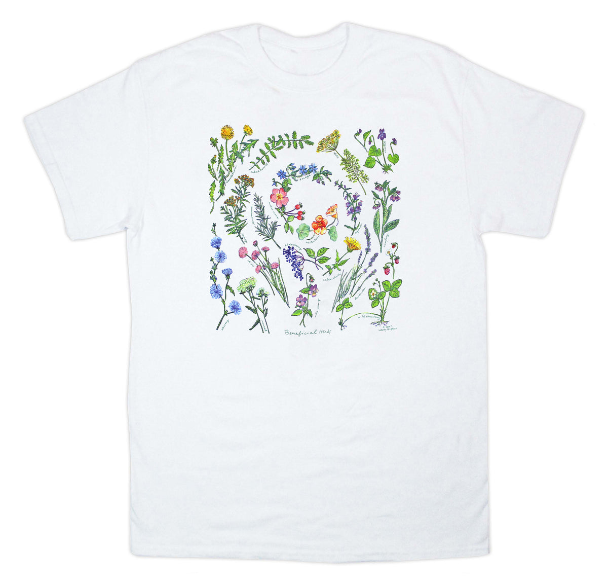 Beneficial Herbs Adult White T-shirt – Liberty Graphics