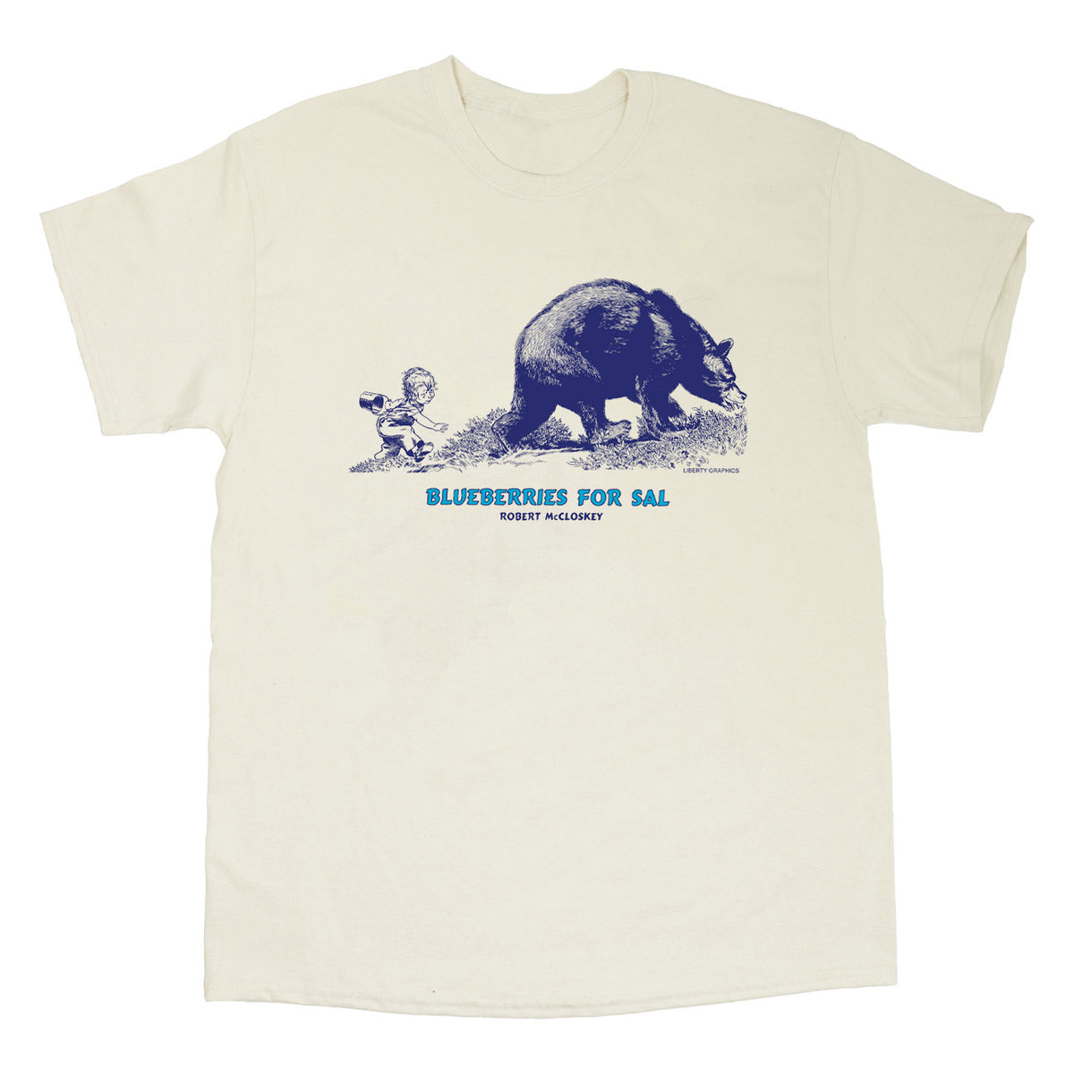 Blueberries for Sal – Bear Adult Natural T-shirt – Liberty Graphics