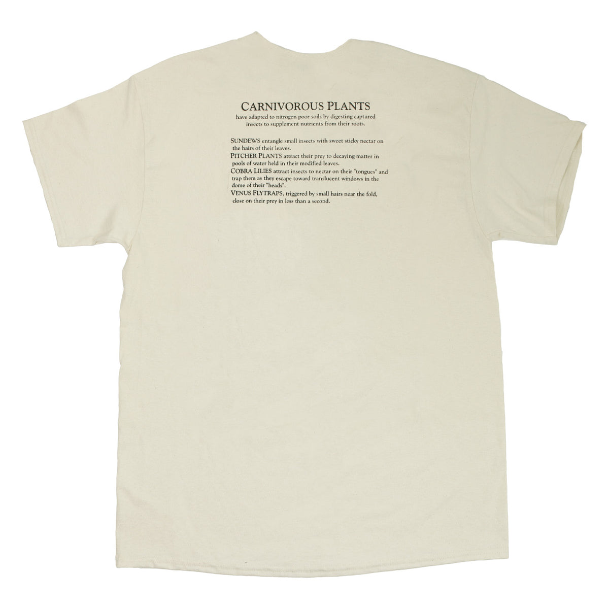 Carnivorous Plants Adult Natural 2-Sided T-shirt – Liberty
