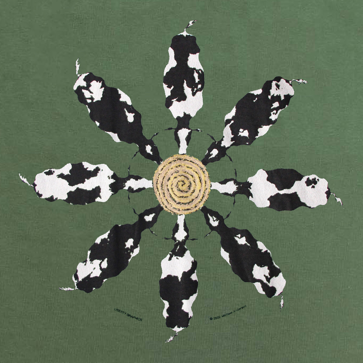Cow Mandala Adult Olive Green T-shirt – Liberty Graphics