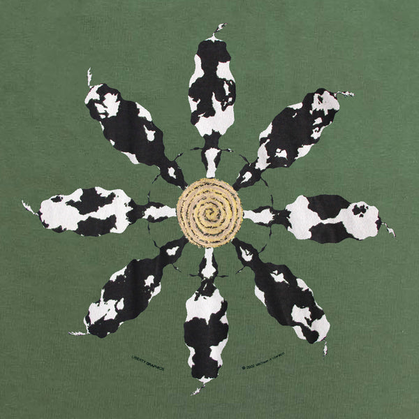 Cow Mandala Adult Olive Green T-shirt