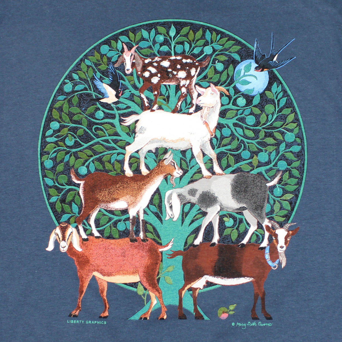 Goat Tree Adult Dusk Blue T-shirt – Liberty Graphics