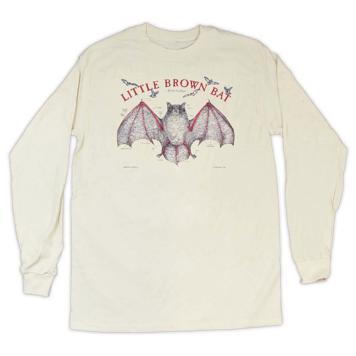Little Brown Bat Adult Natural Long Sleeve T-shirt – Liberty Graphics