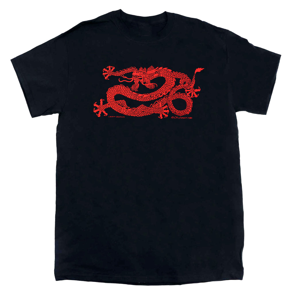 Red Dragon Adult Black T-shirt