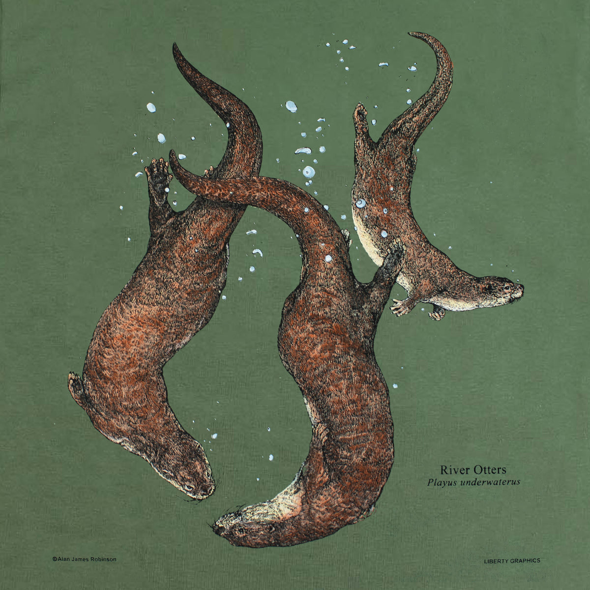 River Otters Adult Olive Green T-shirt – Liberty Graphics
