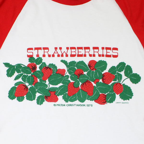 Strawberries Adult Natural 3/4 Sleeve Raglan T-shirt