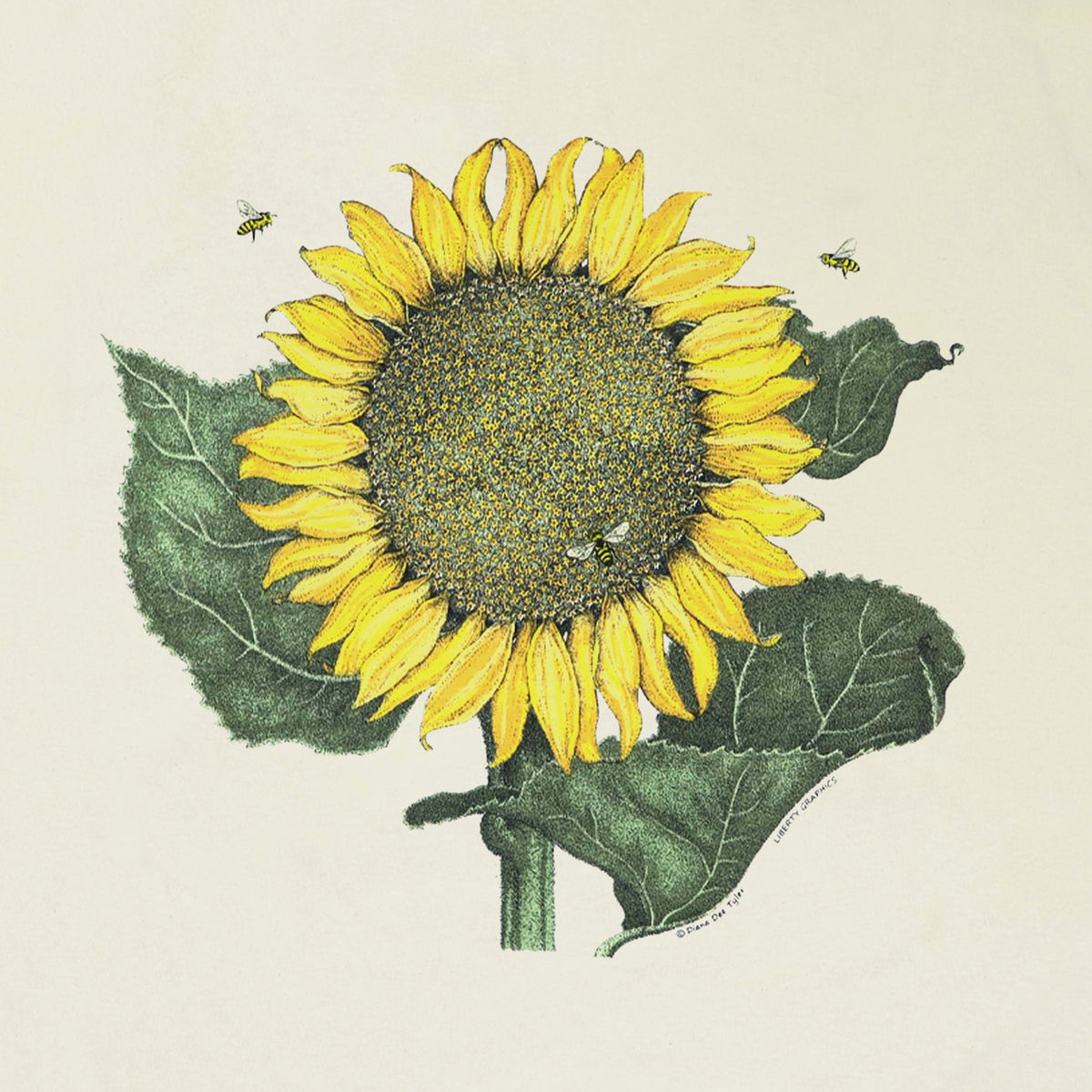 MLZHAN Happy Bees & Sunflowers Women's Graphic Tee - Funny Aesthetic T-Shirt, Loose Fit Casual Top