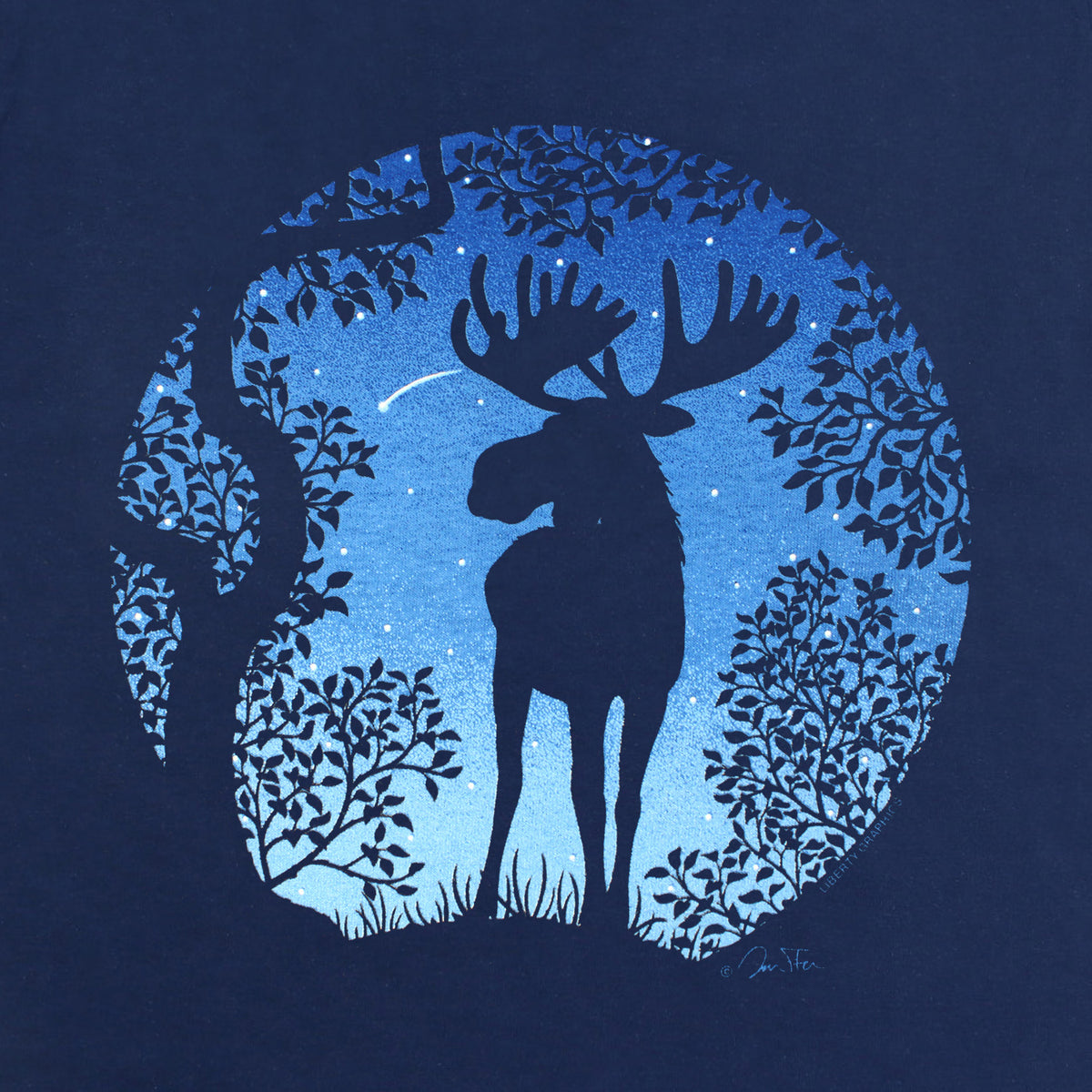 Twilight Moose Youth Navy Tshirt Liberty Graphics
