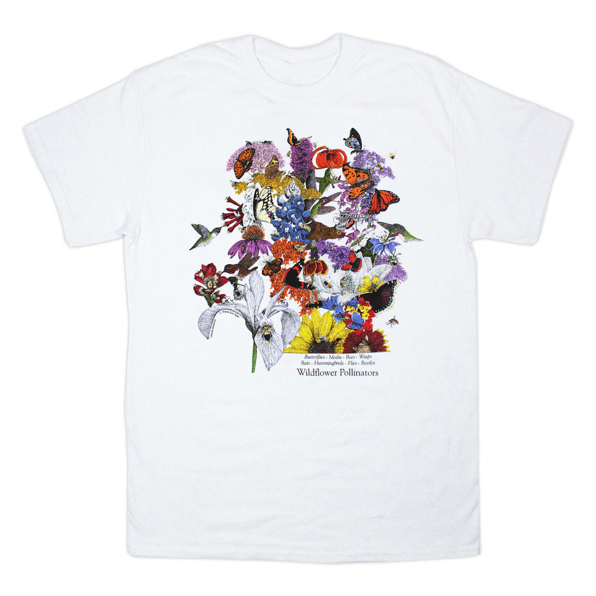 Wildflower Pollinators Adult White T-shirt – Liberty Graphics