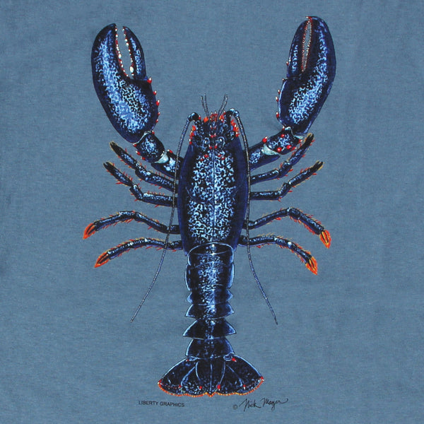 Blue Lobster Long Sleeve Adult Indigo T-shirt