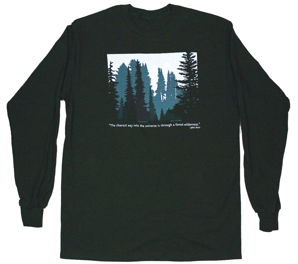 Forest Wilderness Long Sleeve Adult Forest Green T-shirt