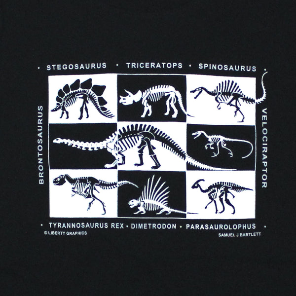 Dinosaur Skeletons Adult Black T-shirt