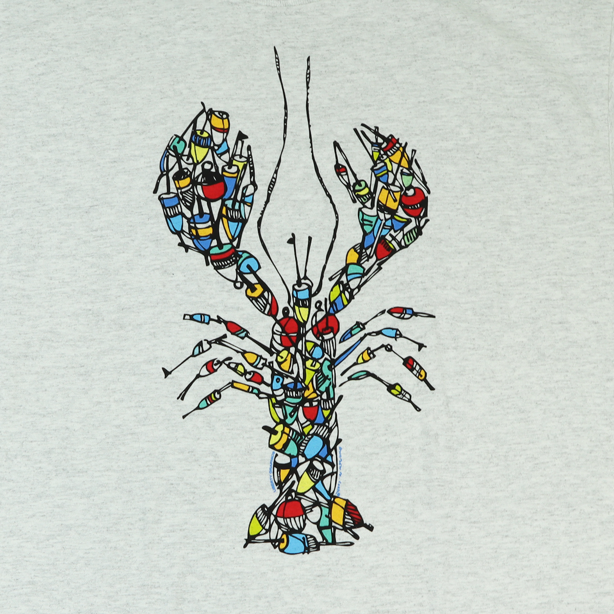 Buoy Pile Lobster Adult Ash Long Sleeve T-shirt – Liberty Graphics