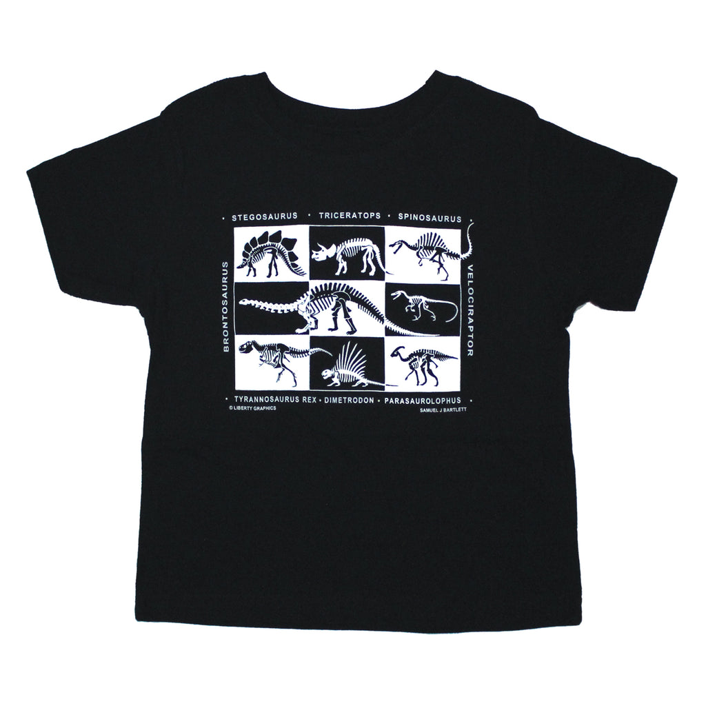 Dinosaur Skeletons Toddler Black T-shirt