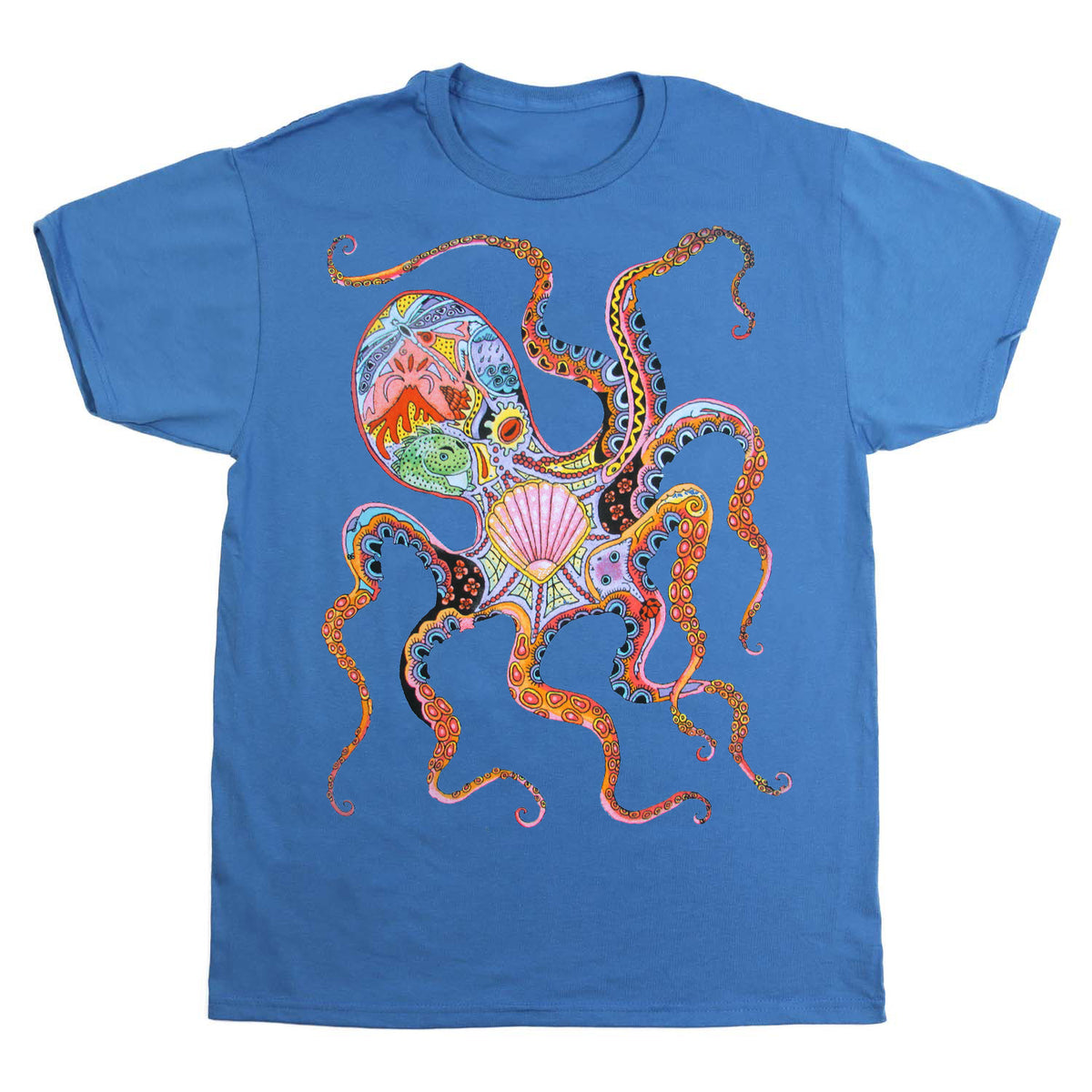 トップス PELLICULE ASC art graphic tops Earth Art Octopus Adult Denim T-shirt – Liberty Graphics