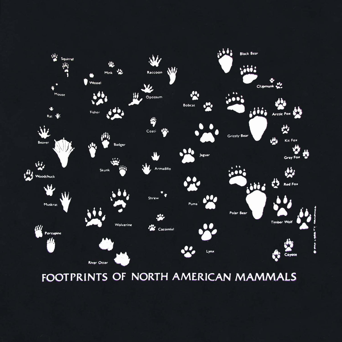 Footprints of North America Adult Black T-shirt