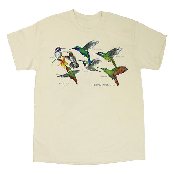 Hummingbirds Adult Natural 2-Sided T-shirt