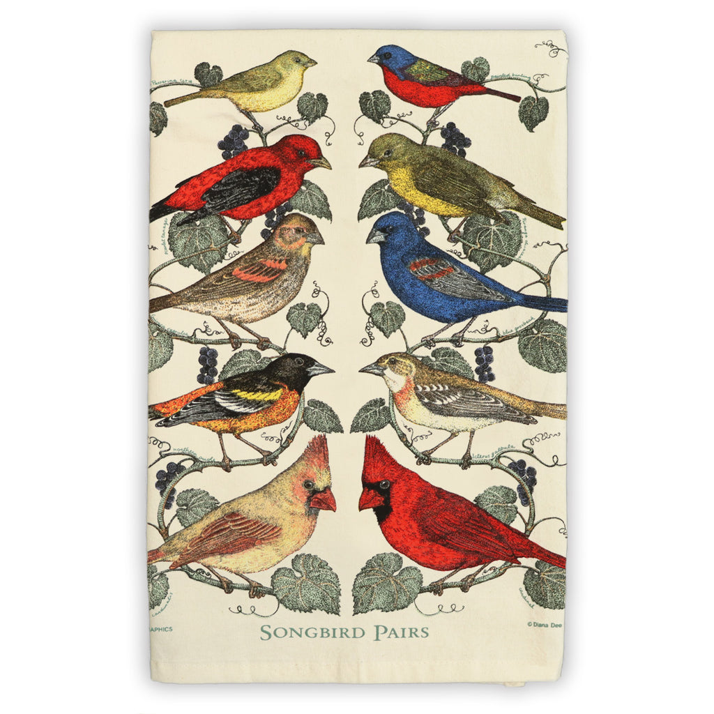 Songbird Pairs Natural Tea Towel