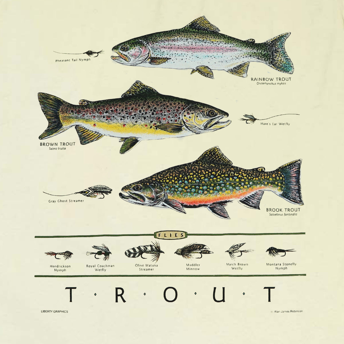 Trout & Flies Adult Natural Long Sleeve T-shirt