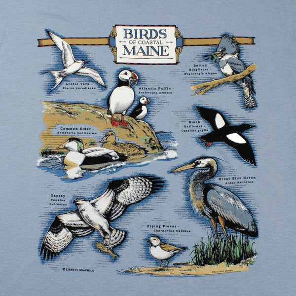 Birds of Coastal Maine Adult Stone Blue T-shirt