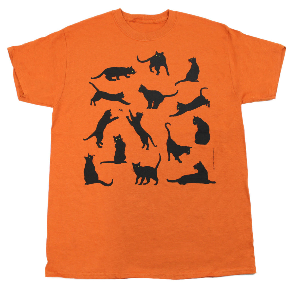 Cat Silhouettes Adult Burnt Orange T-shirt