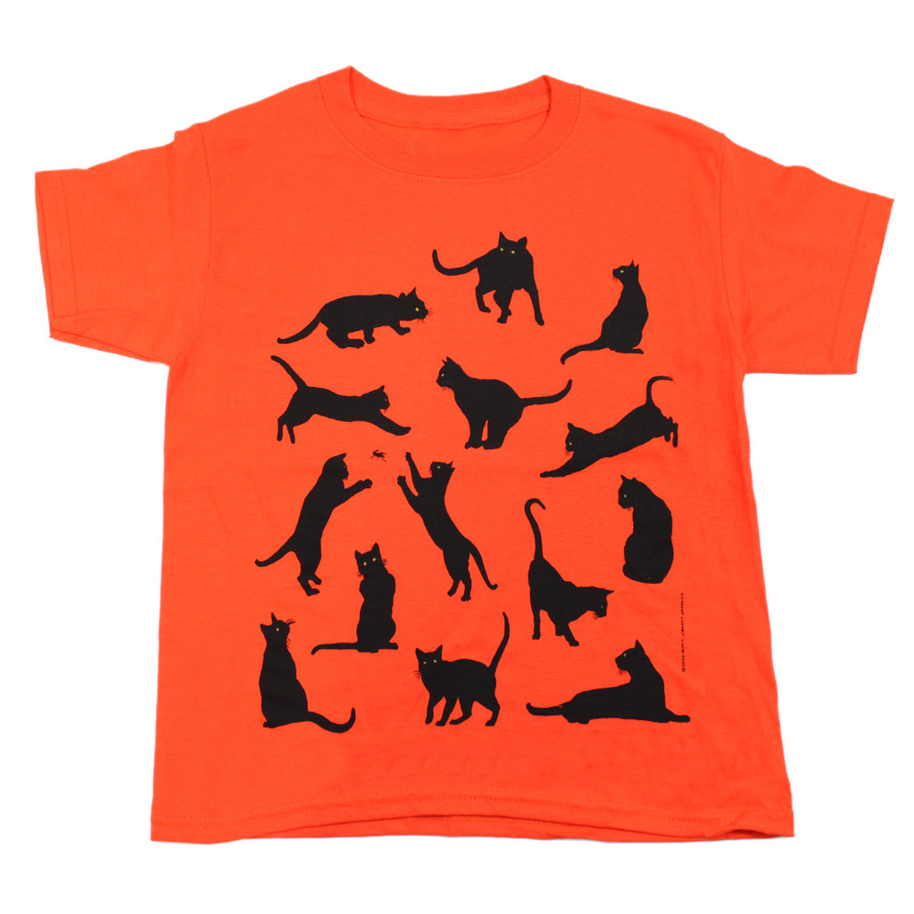 Cat Silhouettes Youth Orange T-shirt