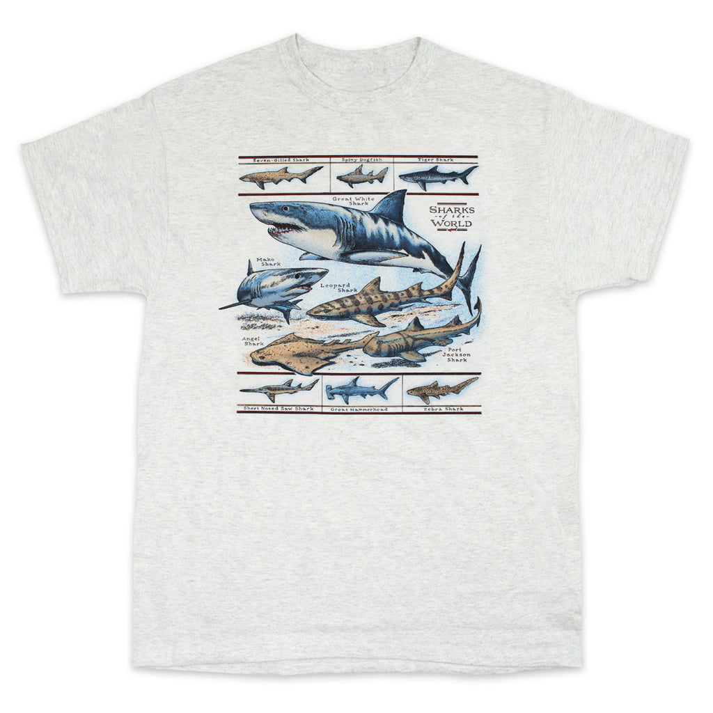 Field Guide To Sharks Adult Ash T-shirt (BENEFITS CHARITY)