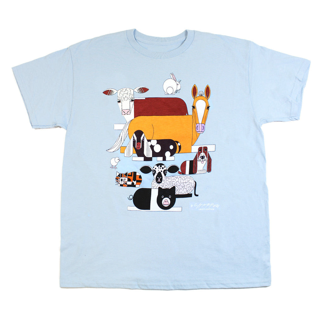 Barnyard Animals Youth Light Blue T-shirt