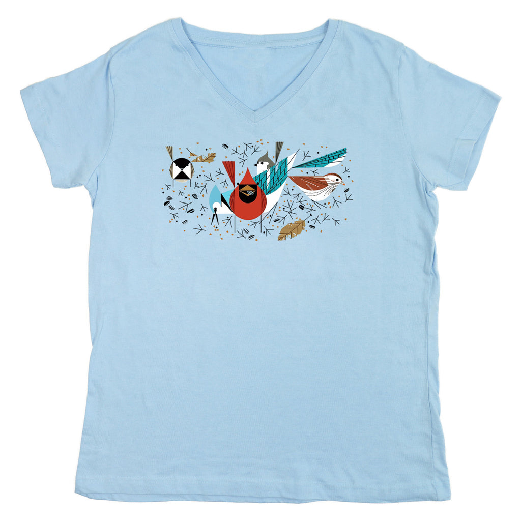 Birdfeeder Premium V-neck Ladies Light Blue T-shirt