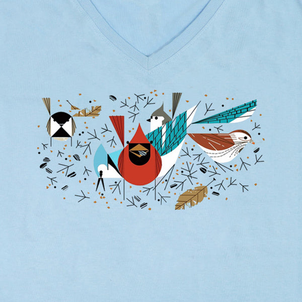 Birdfeeder Premium V-neck Ladies Light Blue T-shirt