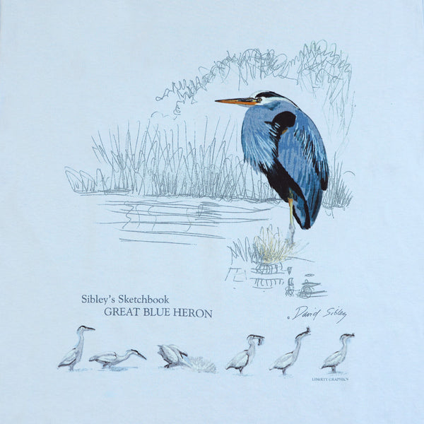 David Sibley's Great Blue Heron Adult Light Blue T-shirt