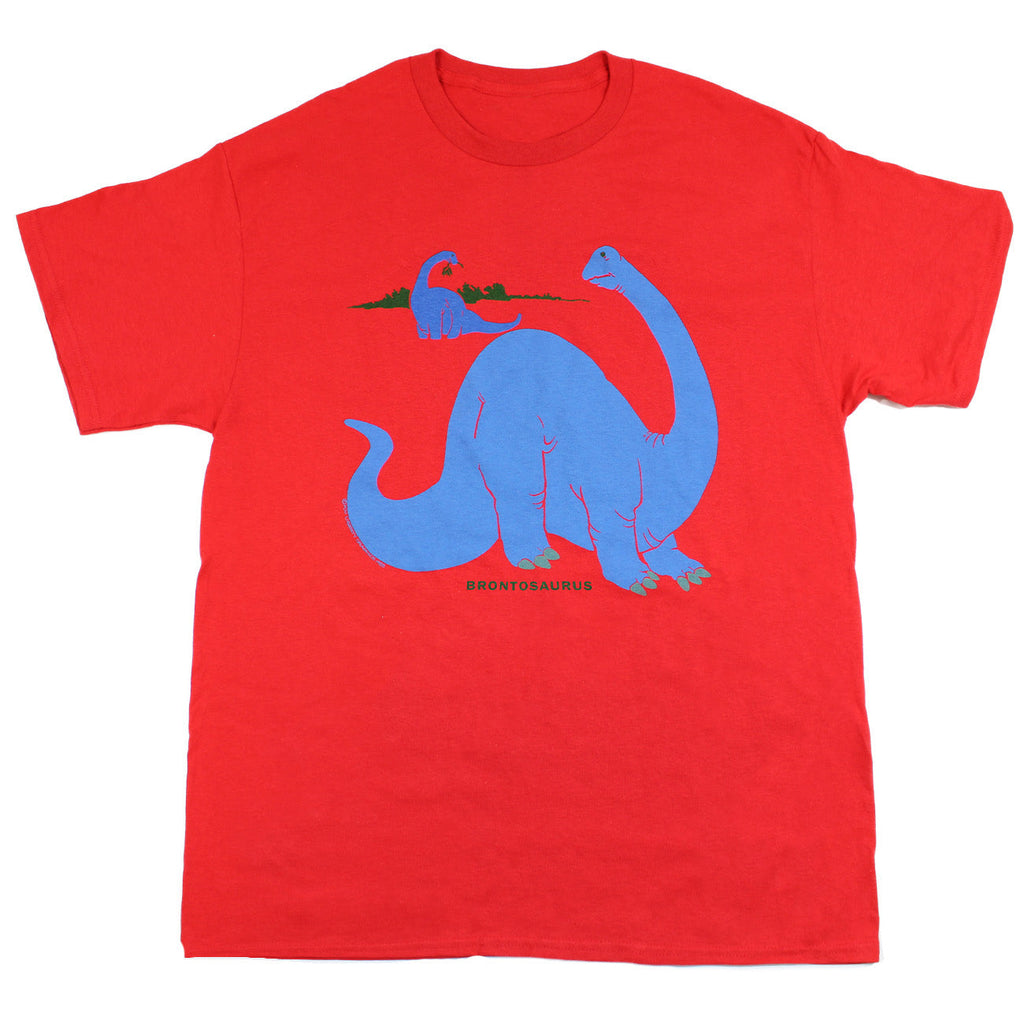 Retro Brontosaurus Adult Red T-shirt