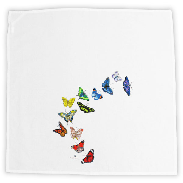 Butterfly Spectrum White Tea Towel