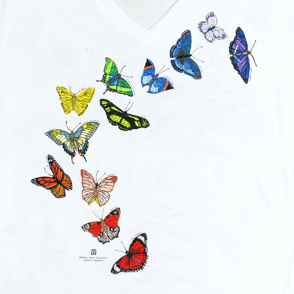 Butterfly Spectrum Premium V-Neck Fitted White T-shirt