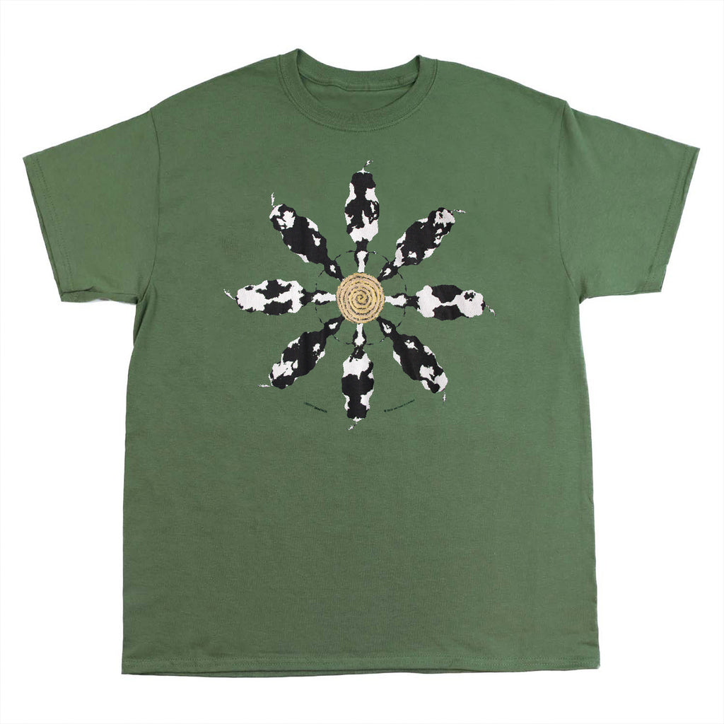 Cow Mandala Adult Olive Green T-shirt