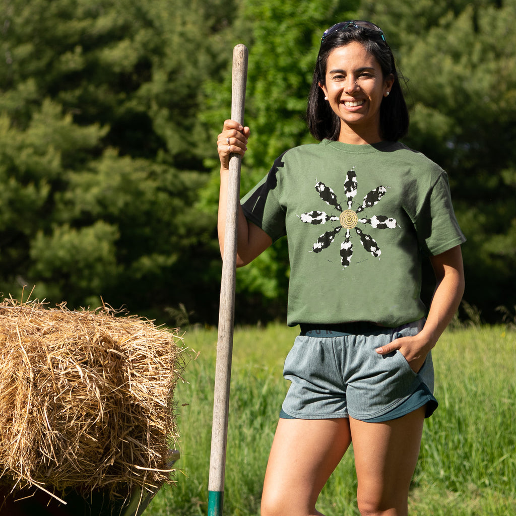 Cow Mandala Adult Olive Green T-shirt – Liberty Graphics