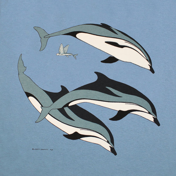 Retro Dolphins Adult Stone Blue T-shirt