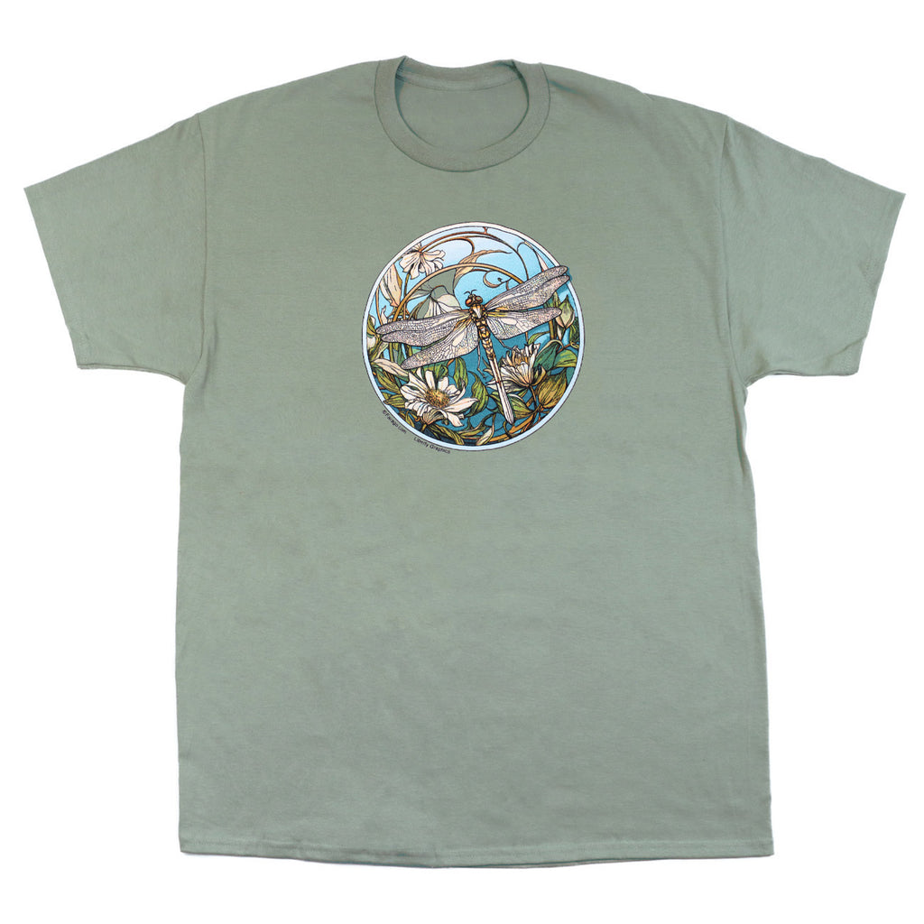 Dragonfly Circle Adult Sage T-shirt
