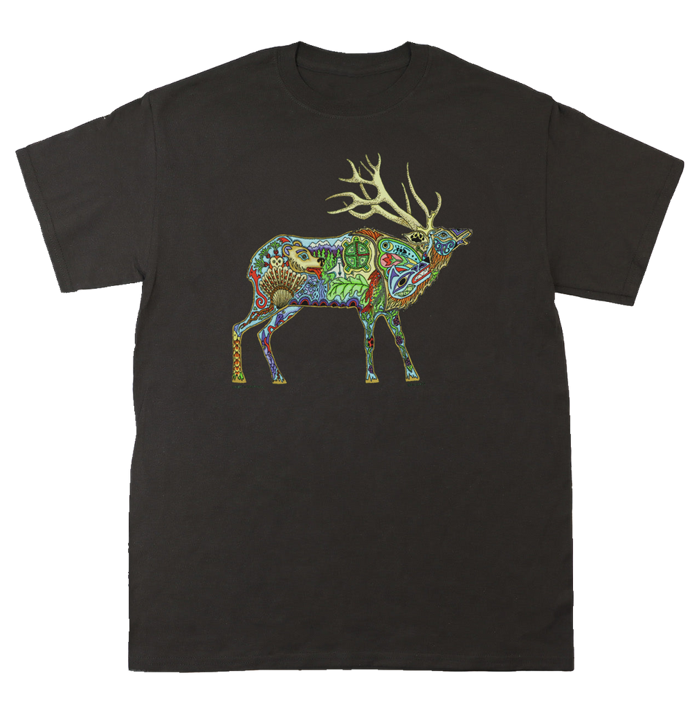 Earth Art Elk Adult Chocolate T-shirt