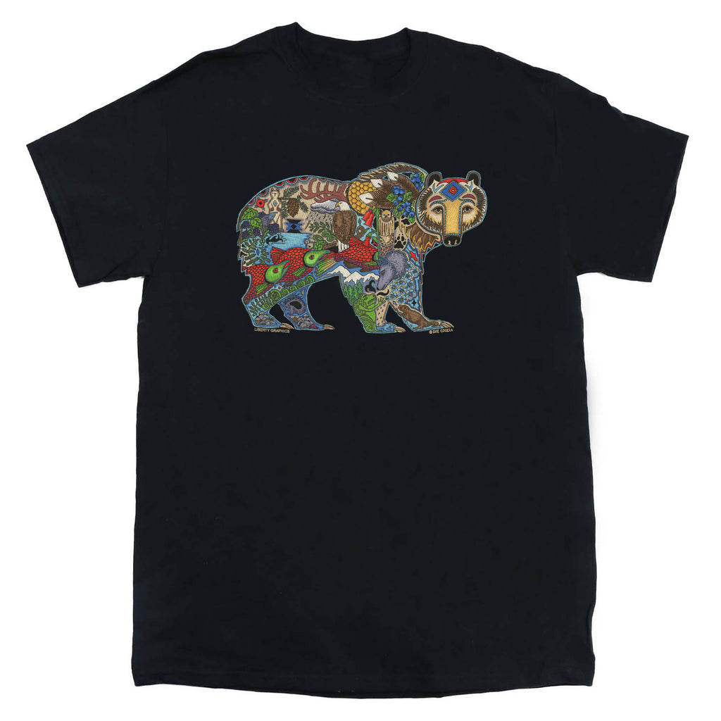 Earth Art Grizzly Adult Black T-shirt