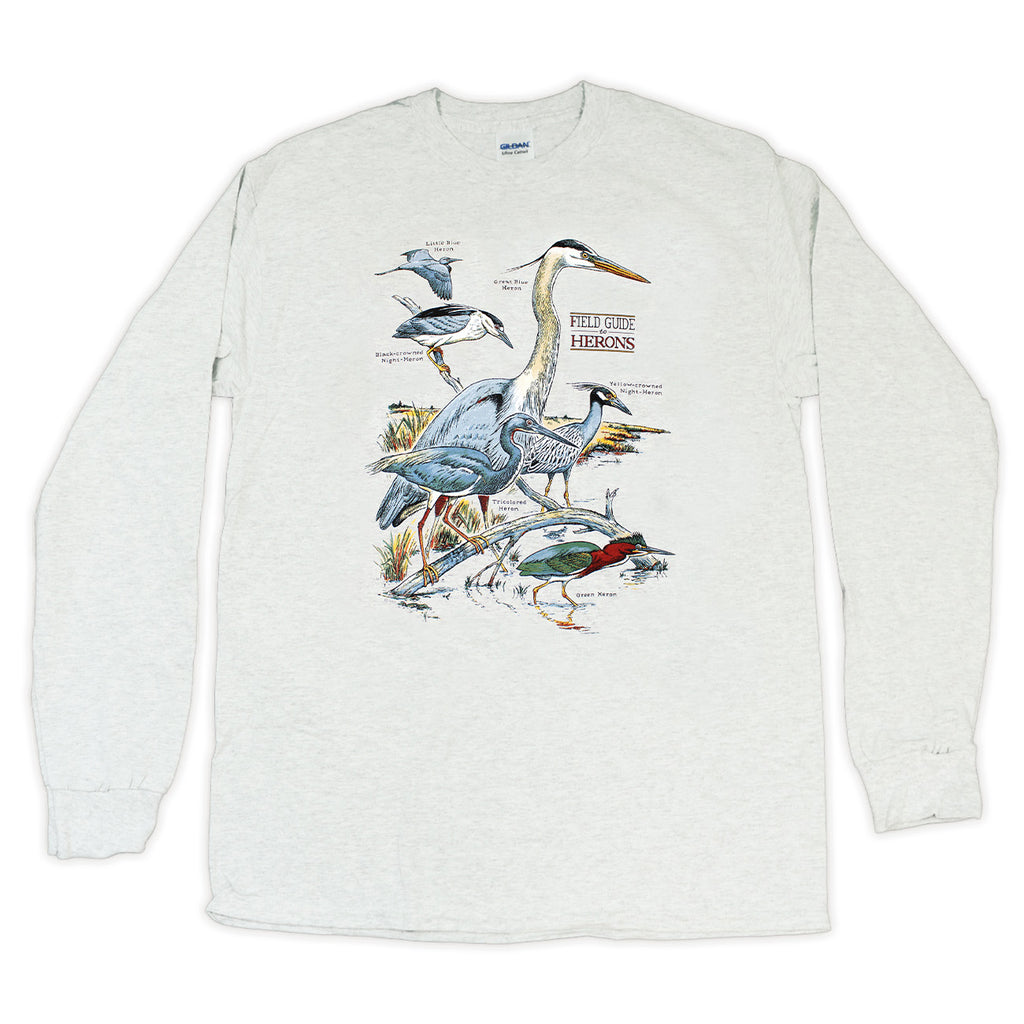 Field Guide To Herons Adult Ash Long Sleeve T-shirt