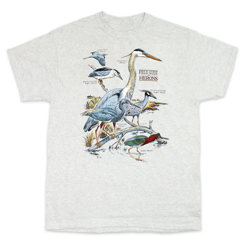 Field Guide To Herons Adult Ash T-shirt