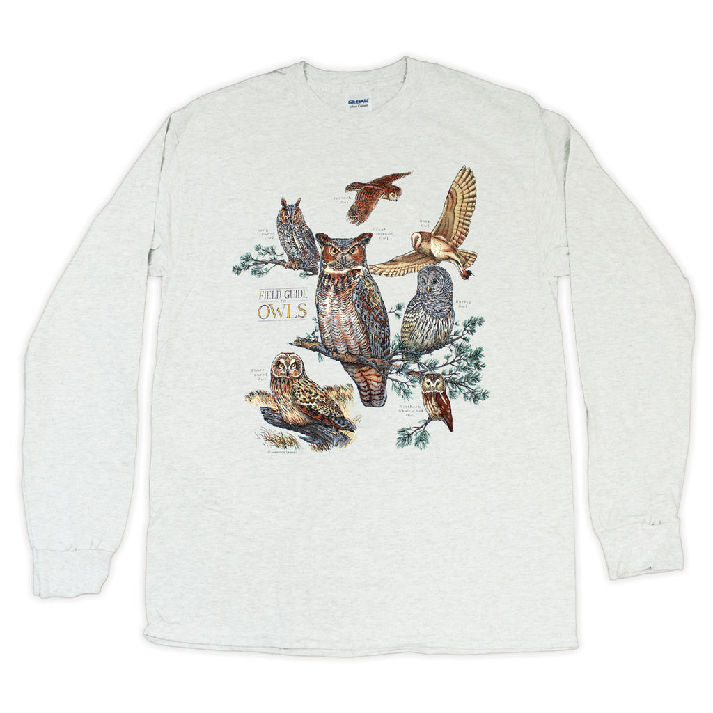 Field Guide To Owls Adult Ash Long Sleeve T-shirt