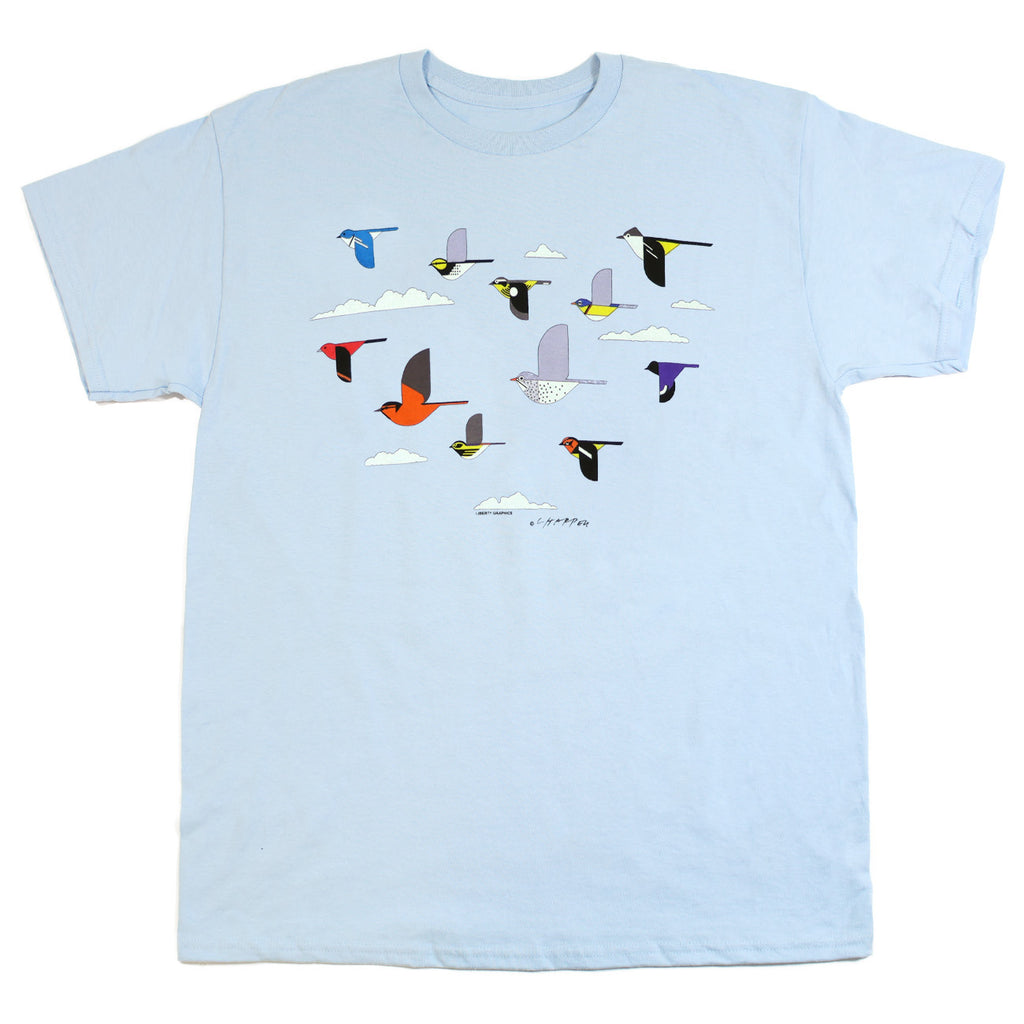Charley Harper's Flight Of Fancy Adult Light Blue T-shirt