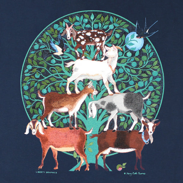 Goat Tree Adult Navy Long Sleeve T-shirt