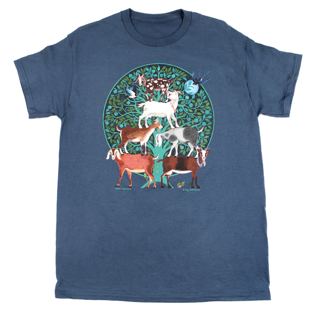 Goat Tree Adult Dusk Blue T-shirt