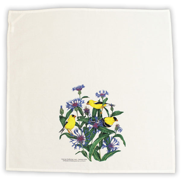 Goldfinches White Tea Towel