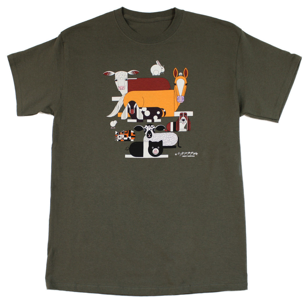 Barnyard Animals Adult Nut Brown T-shirt