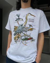 Herons Graphic Print Tシャツ Field Guide To Herons Adult Ash T-shirt – Liberty Graphics