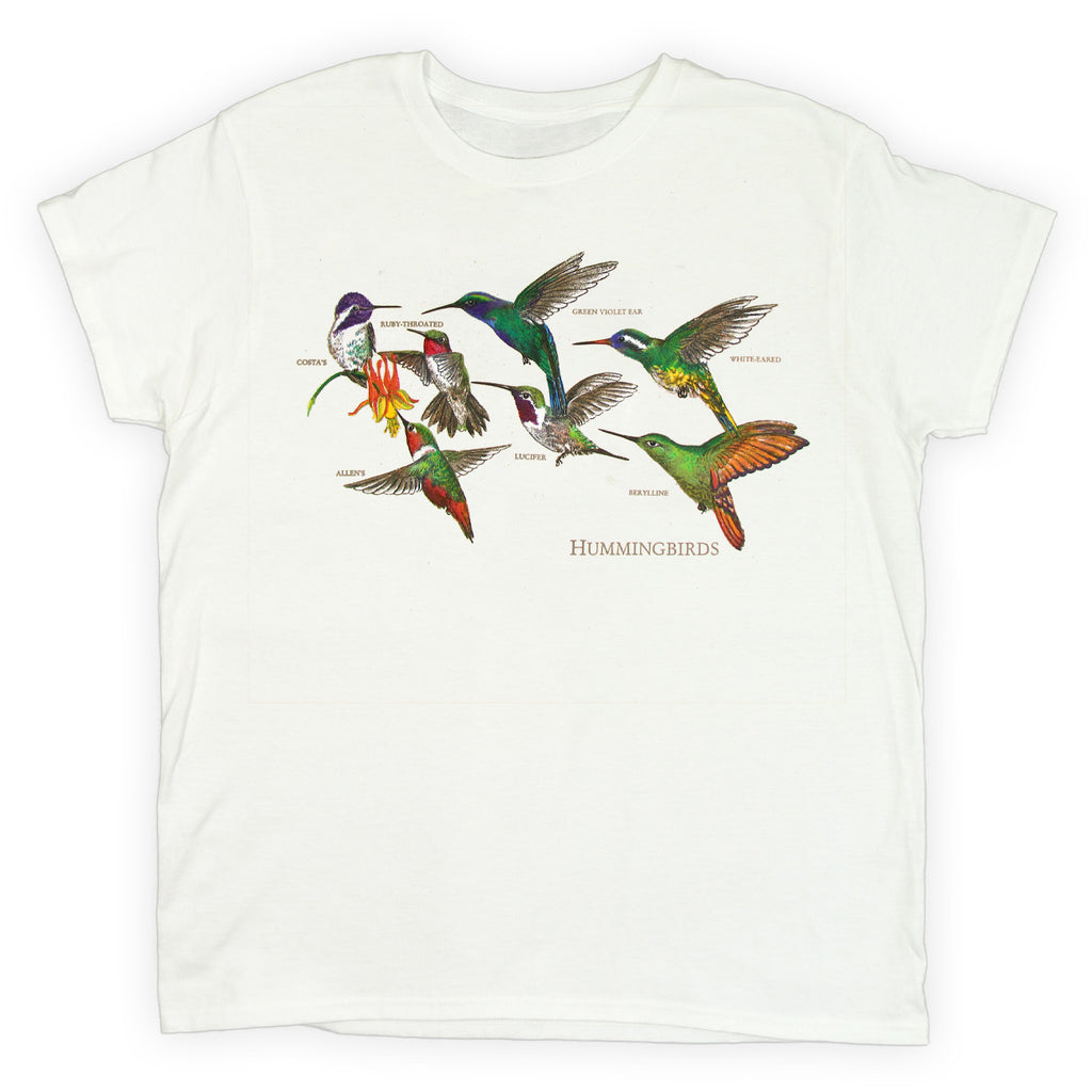 Hummingbirds Ladies White 2-Sided T-shirt